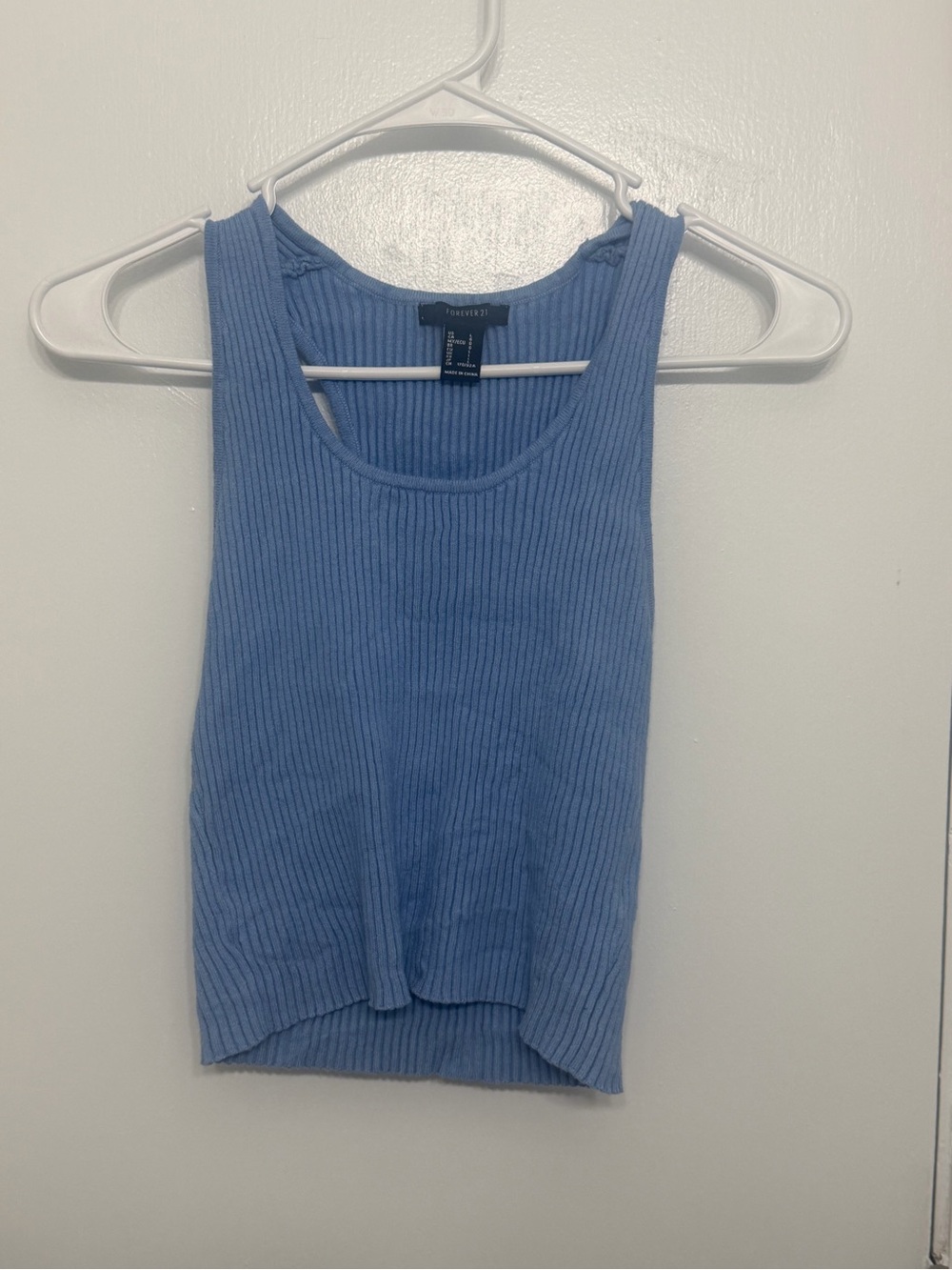 Forever 21 Light Blue Ribbed Scoop Neck Tank